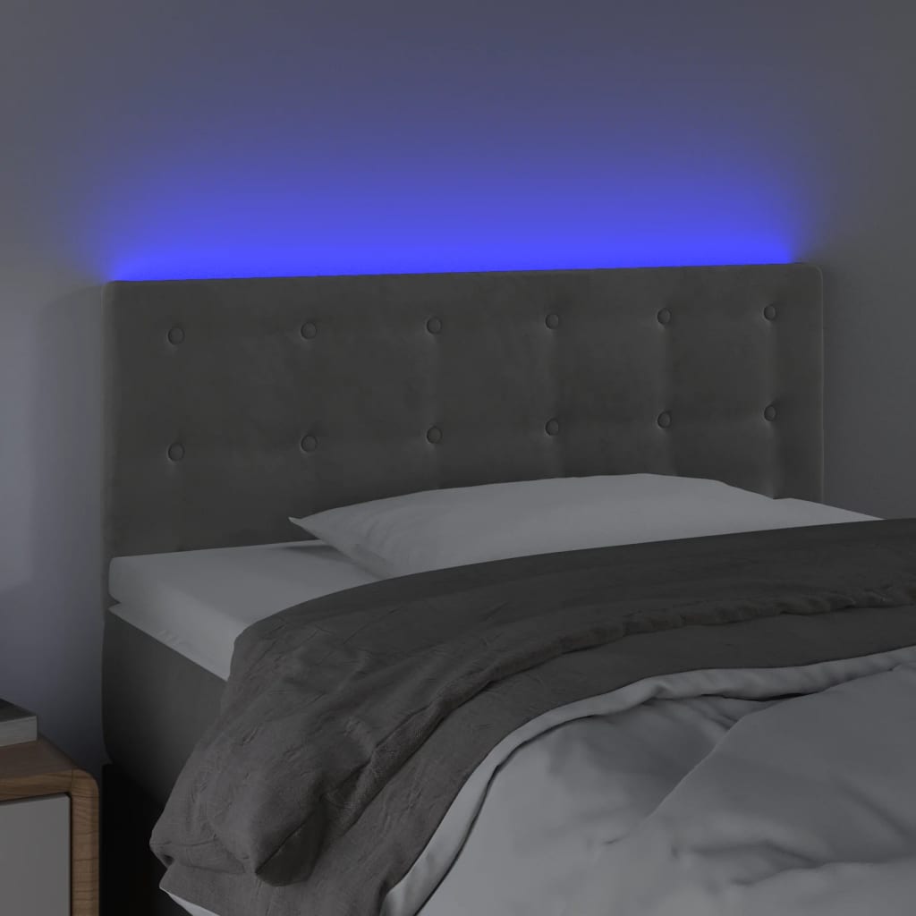 Κεφαλάρι Κρεβατιού LED Ανοιχτό Γκρι 100x5x78/88 εκ. Βελούδινο