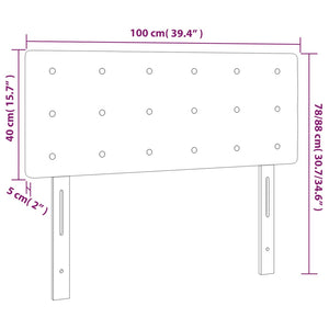 Κεφαλάρι Κρεβατιού LED Ανοιχτό Γκρι 100x5x78/88 εκ. Βελούδινο