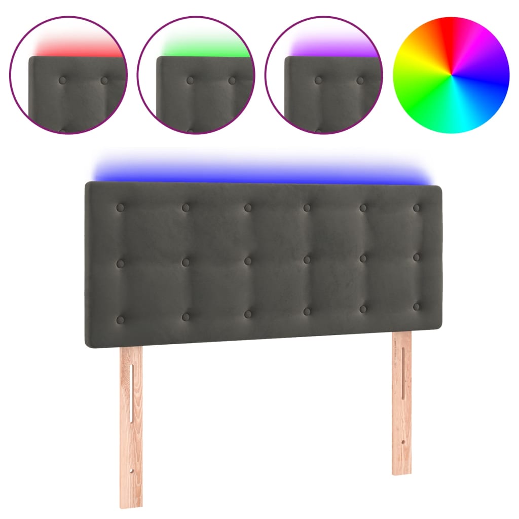 Κεφαλάρι Κρεβατιού LED Σκούρο Γκρι 100x5x78/88 εκ. Βελούδινο