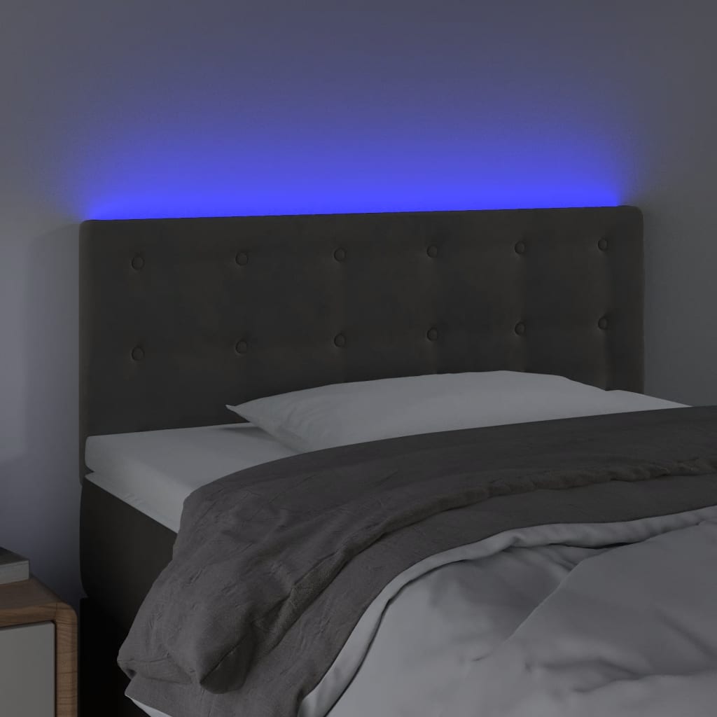Κεφαλάρι Κρεβατιού LED Σκούρο Γκρι 100x5x78/88 εκ. Βελούδινο