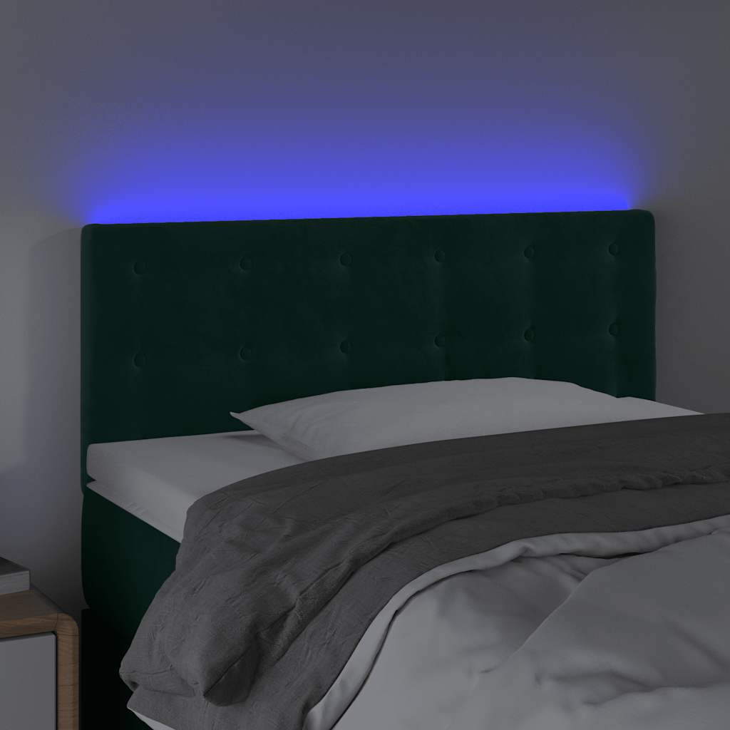 Κεφαλάρι Κρεβατιού LED Σκούρο Πράσινο 100x5x78/88 εκ. Βελούδινο