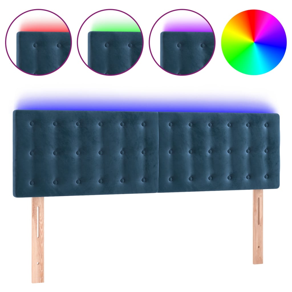 Κεφαλάρι Κρεβατιού LED Σκούρο Μπλε 144x5x78/88 εκ. Βελούδινο - Pakobazaar