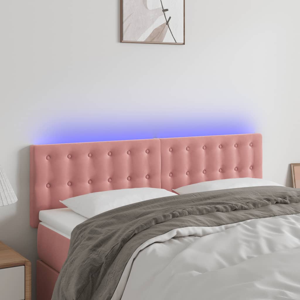Κεφαλάρι Κρεβατιού LED Ροζ 144x5x78/88 εκ. Βελούδινο
