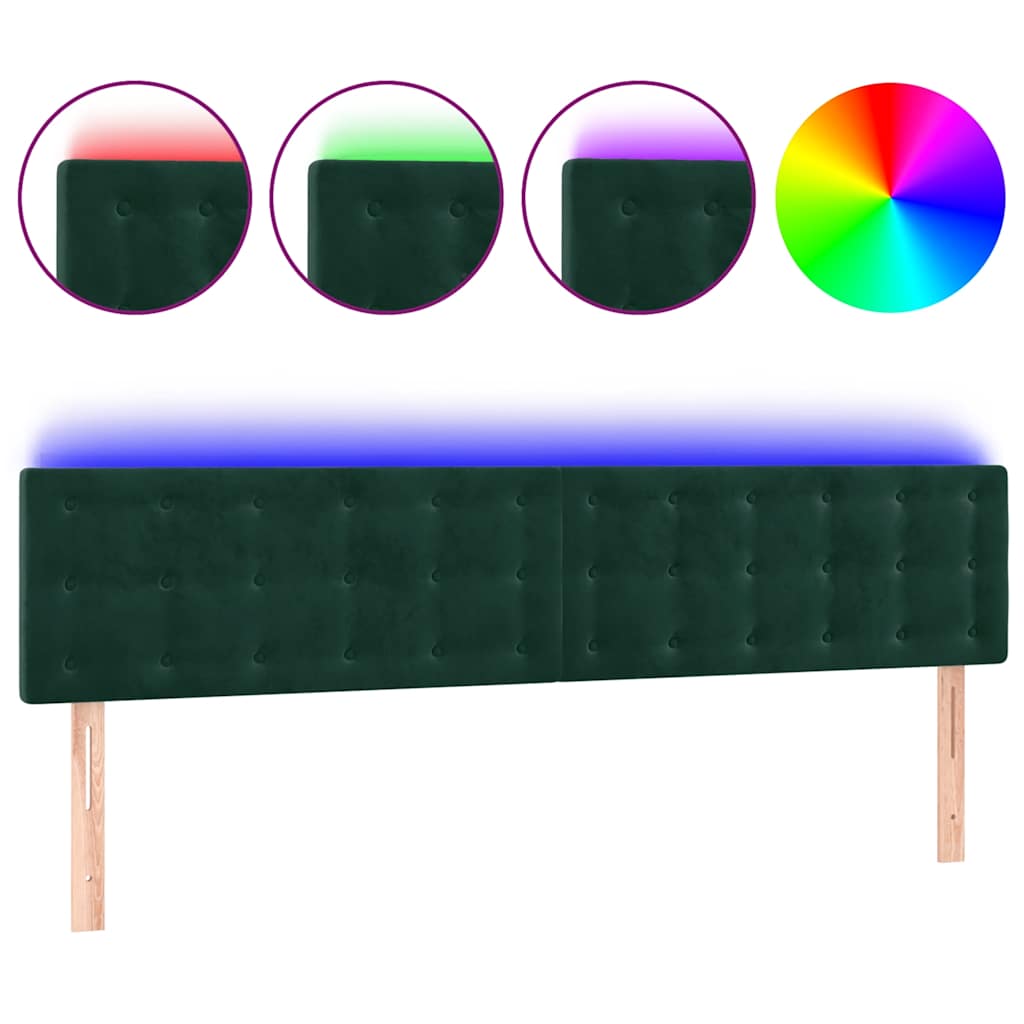 Κεφαλάρι Κρεβατιού LED Σκούρο Πράσινο 160x5x78/88 εκ. Βελούδινο