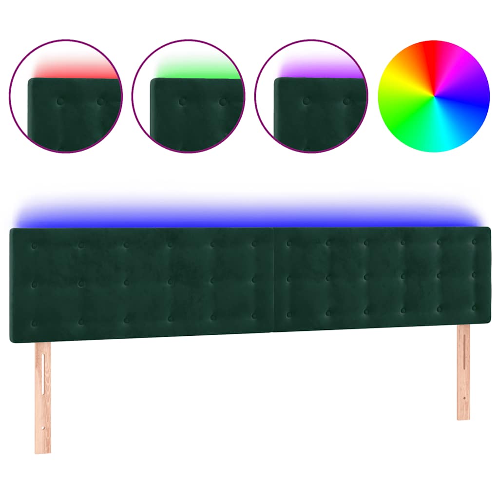 Κεφαλάρι Κρεβατιού LED Σκούρο Πράσινο 180x5x78/88 εκ. Βελούδινο