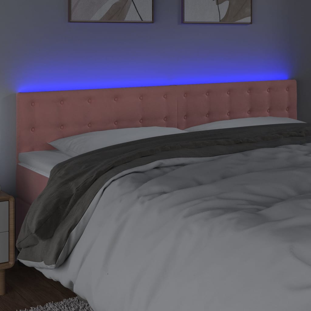 Κεφαλάρι Κρεβατιού LED Ροζ 180x5x78/88 εκ. Βελούδινο
