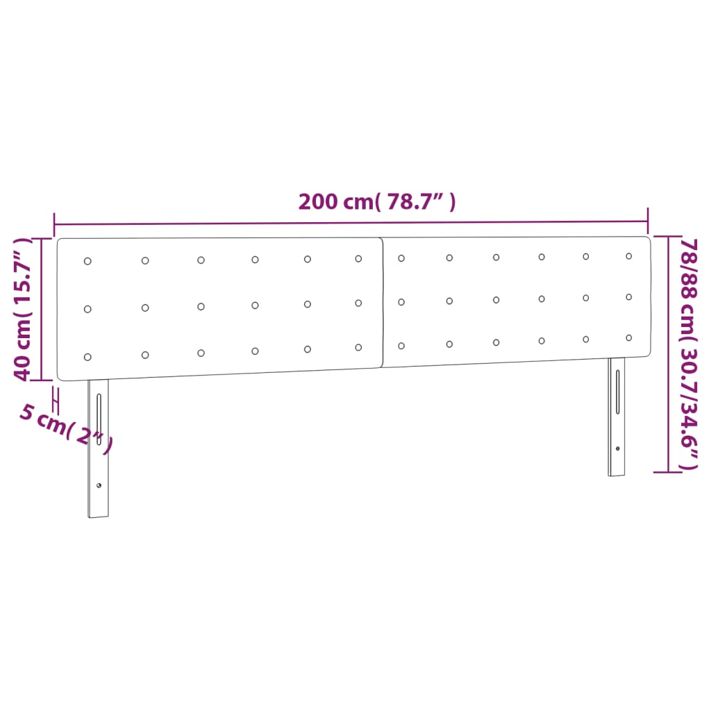 Κεφαλάρι Κρεβατιού LED Ροζ 200x5x78/88 εκ. Βελούδινο