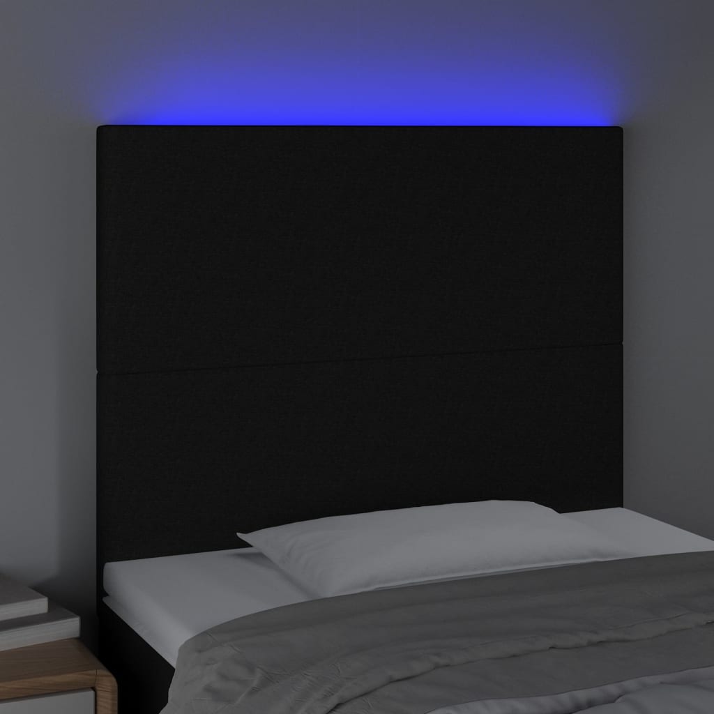 Κεφαλάρι Κρεβατιού LED Μαύρο 80x5x118/128 εκ. Υφασμάτινο - Pakobazaar