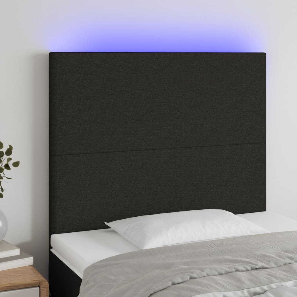 Κεφαλάρι Κρεβατιού LED Μαύρο 80x5x118/128 εκ. Υφασμάτινο - Pakobazaar