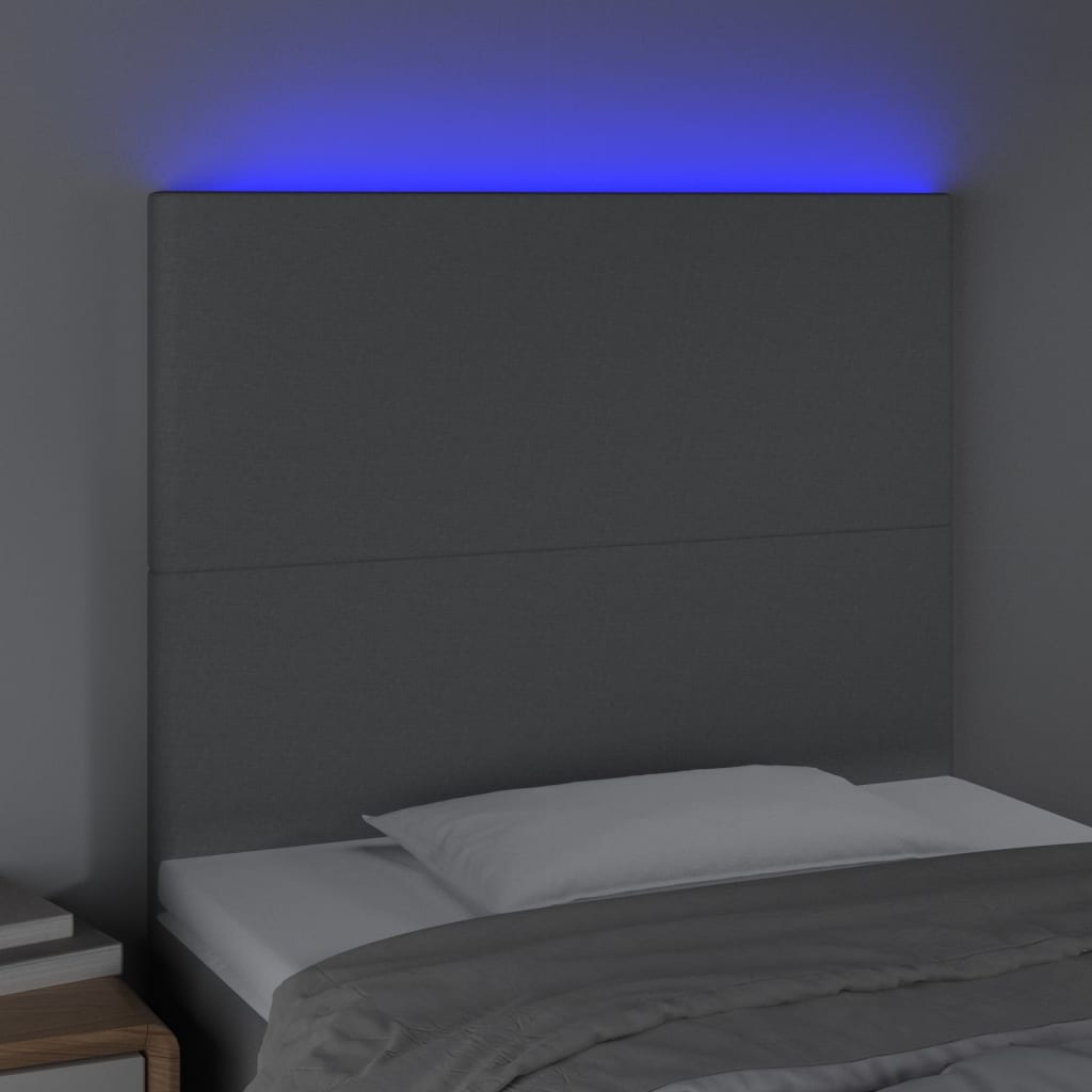 Κεφαλάρι Κρεβατιού LED Ανοιχτό Γκρι 90x5x118/128 εκ. Υφασμάτινο - Pakobazaar