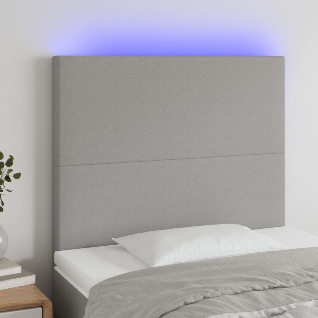 Κεφαλάρι Κρεβατιού LED Ανοιχτό Γκρι 90x5x118/128 εκ. Υφασμάτινο - Pakobazaar