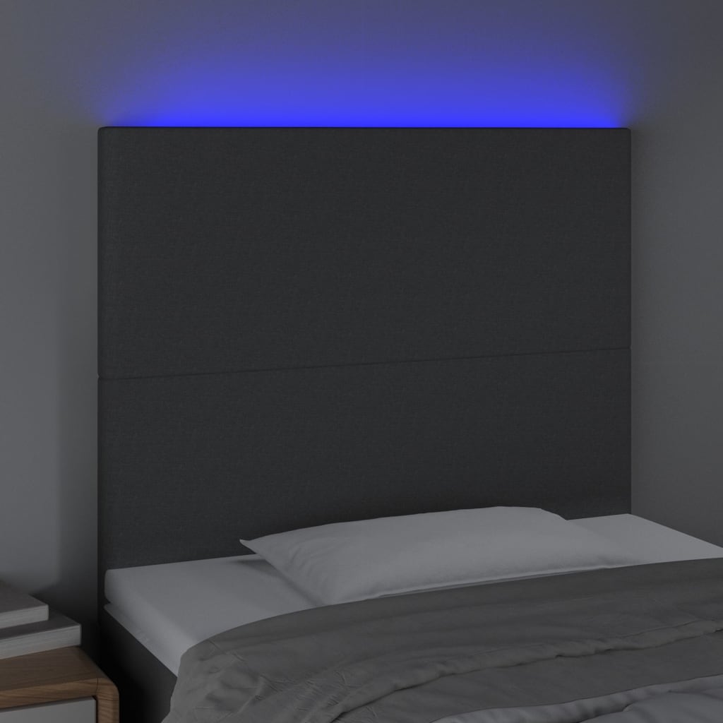 Κεφαλάρι Κρεβατιού LED Σκούρο Γκρι 90x5x118/128εκ. Υφασμάτινο - Pakobazaar