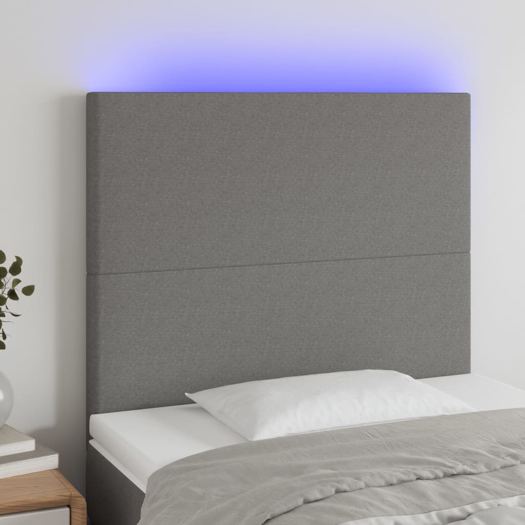 Κεφαλάρι Κρεβατιού LED Σκούρο Γκρι 90x5x118/128εκ. Υφασμάτινο - Pakobazaar