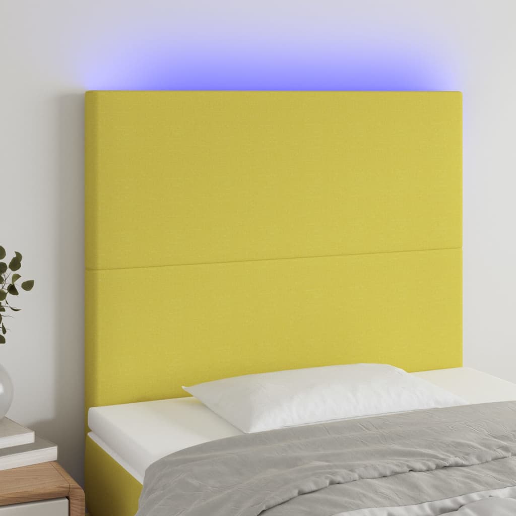 Κεφαλάρι Κρεβατιού LED Πράσινο 100x5x118/128 εκ. Υφασμάτινο - Pakobazaar
