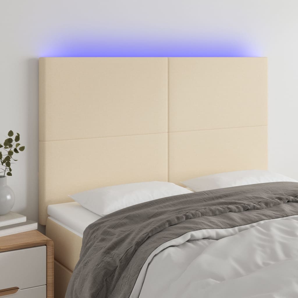 Κεφαλάρι Κρεβατιού LED Κρεμ 144x5x118/128 εκ. Υφασμάτινο