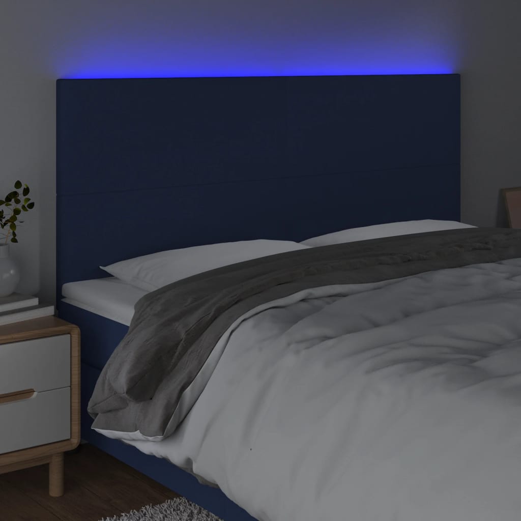 Κεφαλάρι Κρεβατιού LED Μπλε 180x5x118/128 εκ. Υφασμάτινο