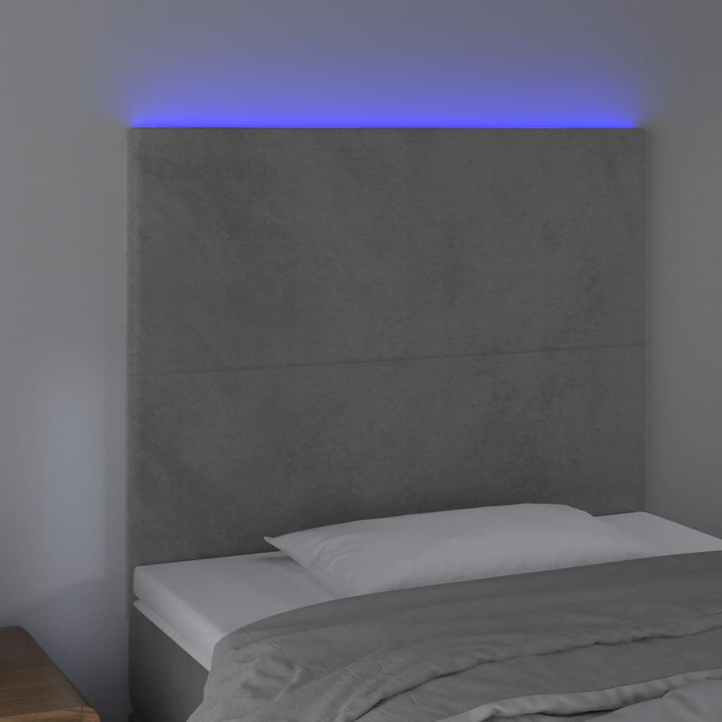 Κεφαλάρι Κρεβατιού LED Ανοιχτό Γκρι 80x5x118/128 εκ. Βελούδινο - Pakobazaar