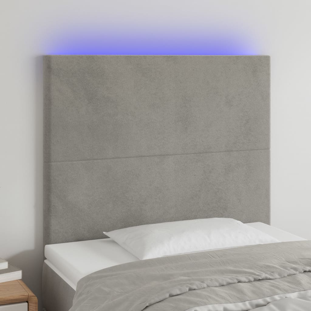 Κεφαλάρι Κρεβατιού LED Ανοιχτό Γκρι 80x5x118/128 εκ. Βελούδινο - Pakobazaar