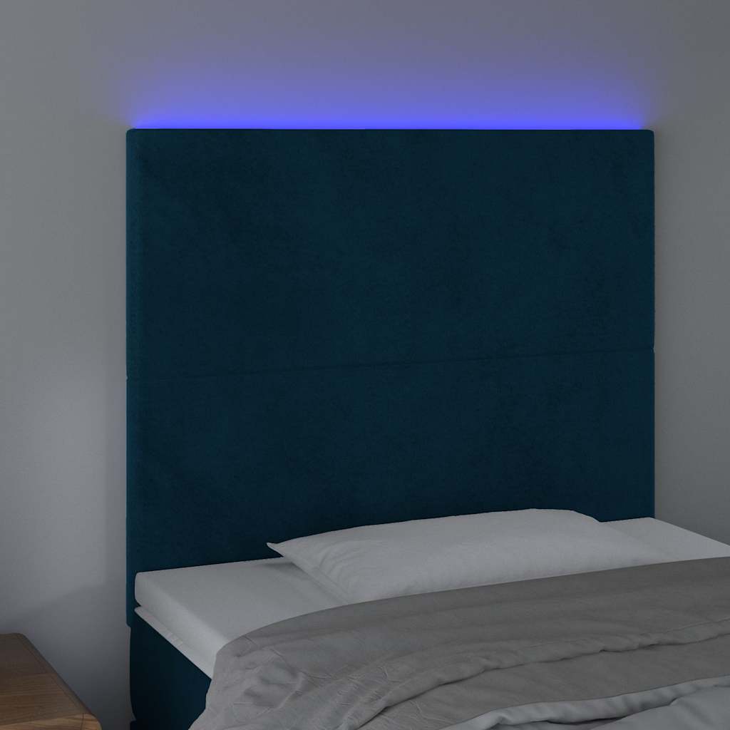 Κεφαλάρι Κρεβατιού LED Σκούρο Μπλε 80x5x118/128 εκ. Βελούδινο