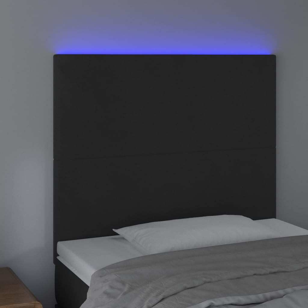 Κεφαλάρι Κρεβατιού LED Μαύρο 90x5x118/128 εκ. Βελούδινο