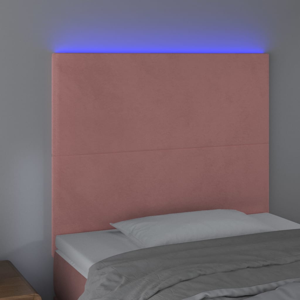 Κεφαλάρι Κρεβατιού LED Ροζ 100x5x118/128 εκ. Βελούδινο