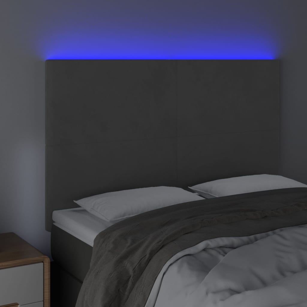 Κεφαλάρι Κρεβατιού LED Σκούρο Γκρι 144x5x118/128 εκ. Βελούδινο - Pakobazaar