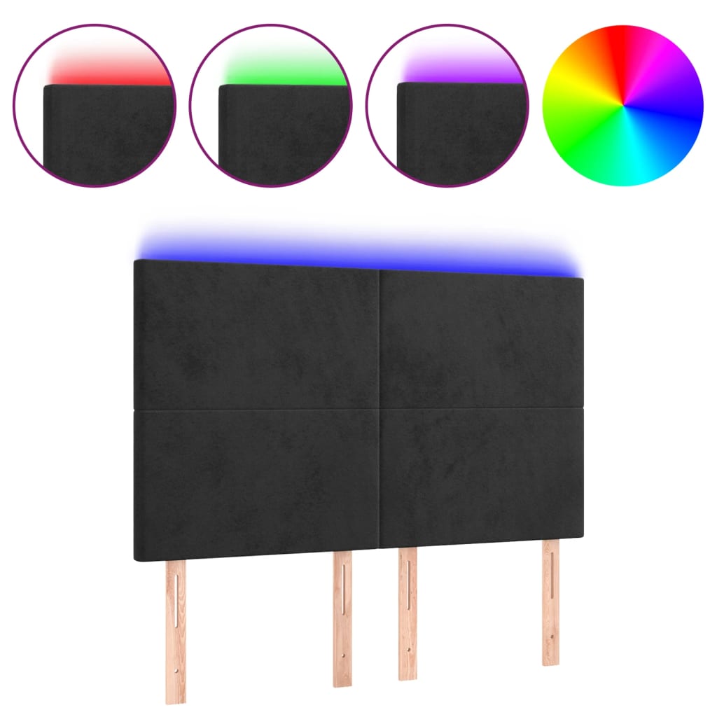 Κεφαλάρι Κρεβατιού LED Μαύρο 144x5x118/128 εκ. Βελούδινο - Pakobazaar