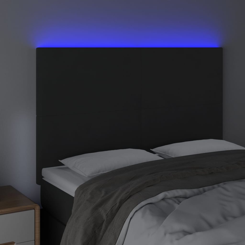 Κεφαλάρι Κρεβατιού LED Μαύρο 144x5x118/128 εκ. Βελούδινο - Pakobazaar