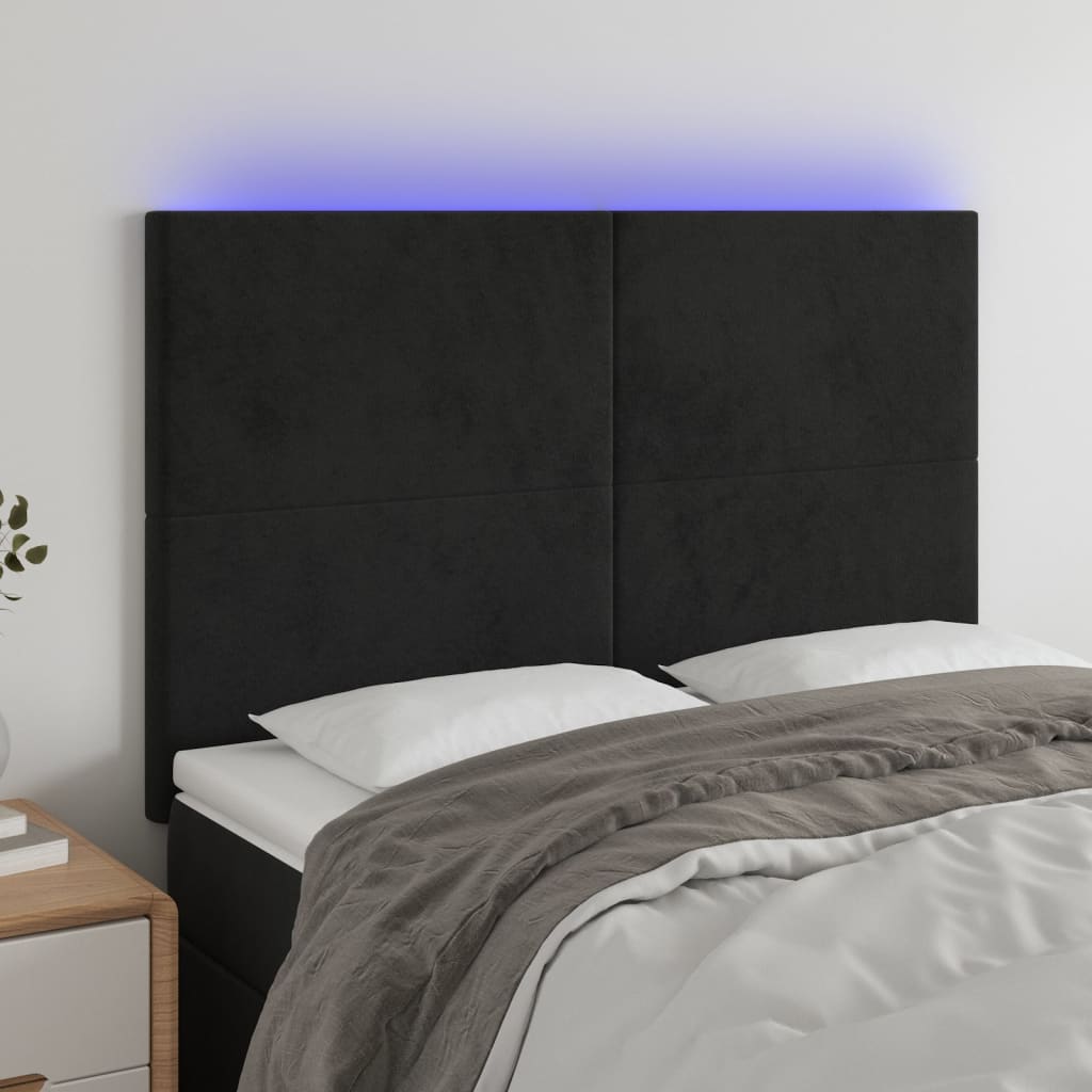 Κεφαλάρι Κρεβατιού LED Μαύρο 144x5x118/128 εκ. Βελούδινο - Pakobazaar