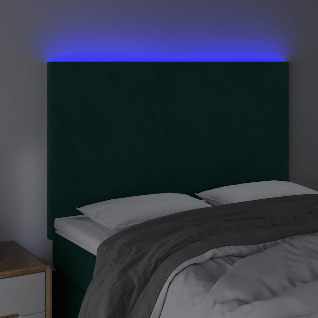 Κεφαλάρι Κρεβατιού LED Σκούρο Πράσινο 144x5x118/128 εκ.