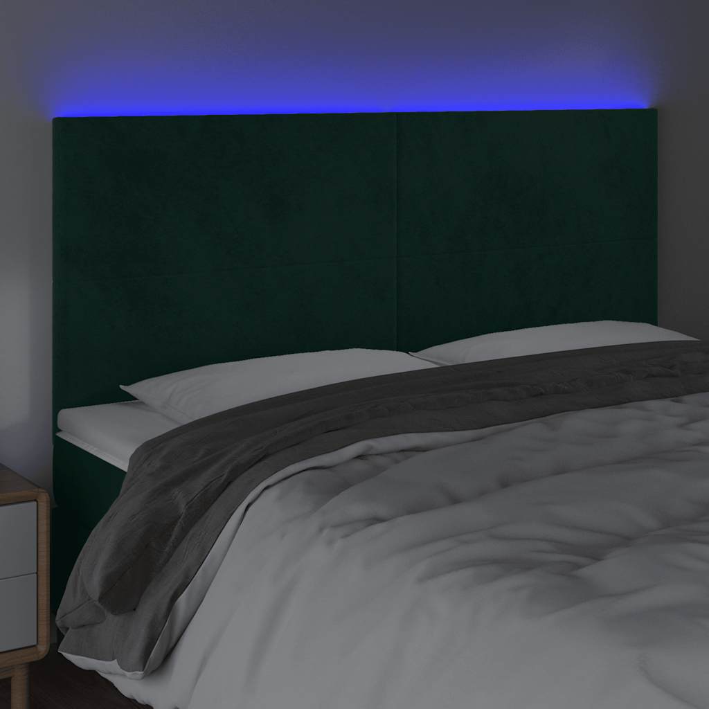 Κεφαλάρι Κρεβατιού LED Σκούρο Πράσινο 160x5x118/128 εκ.