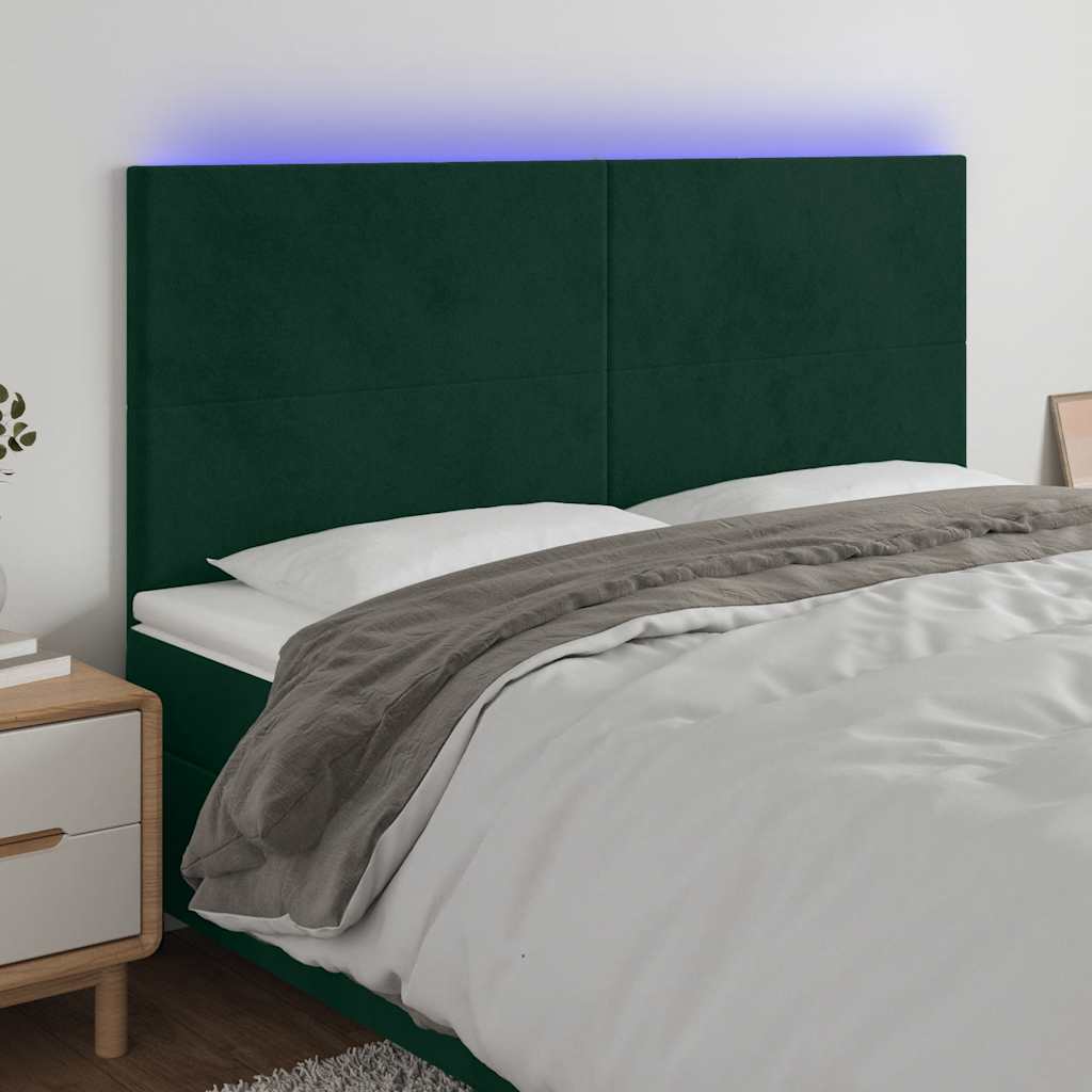 Κεφαλάρι Κρεβατιού LED Σκούρο Πράσινο 160x5x118/128 εκ.