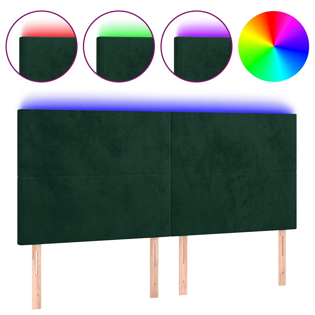 Κεφαλάρι Κρεβατιού LED Σκούρο Πράσινο 180x5x118/128 εκ.