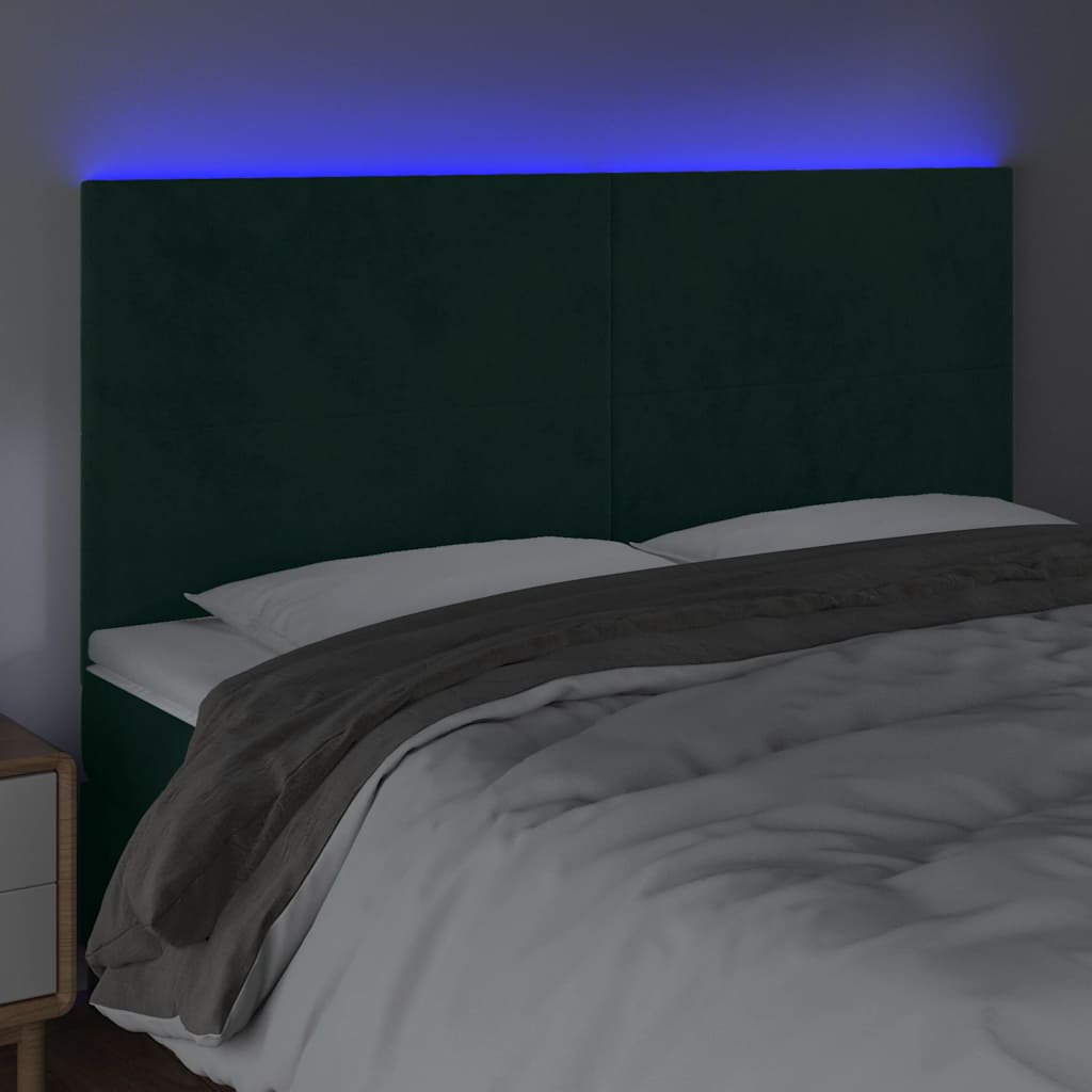 Κεφαλάρι Κρεβατιού LED Σκούρο Πράσινο 180x5x118/128 εκ.