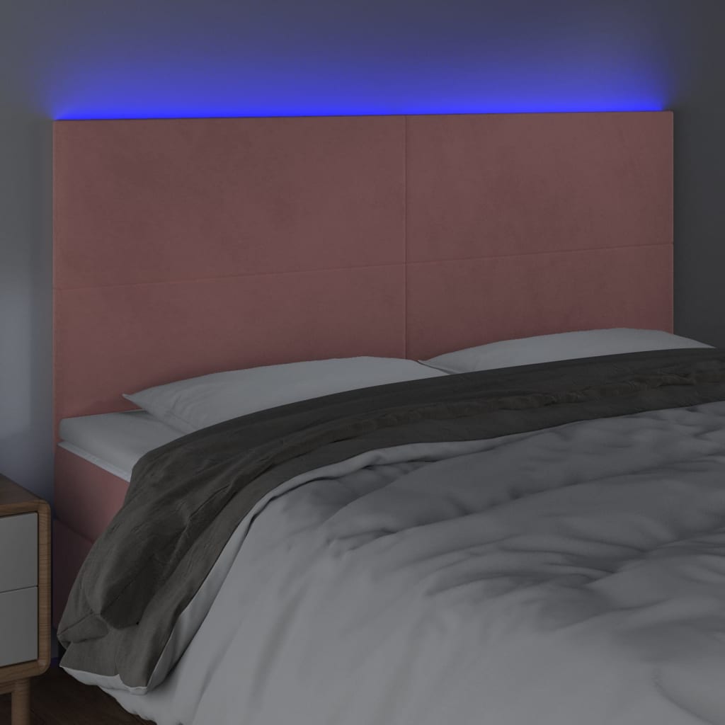 Κεφαλάρι Κρεβατιού LED Ροζ 180x5x118/128 εκ. Βελούδινο