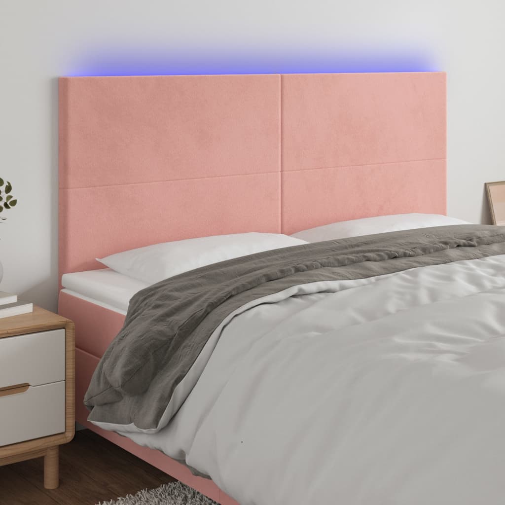 Κεφαλάρι Κρεβατιού LED Ροζ 180x5x118/128 εκ. Βελούδινο