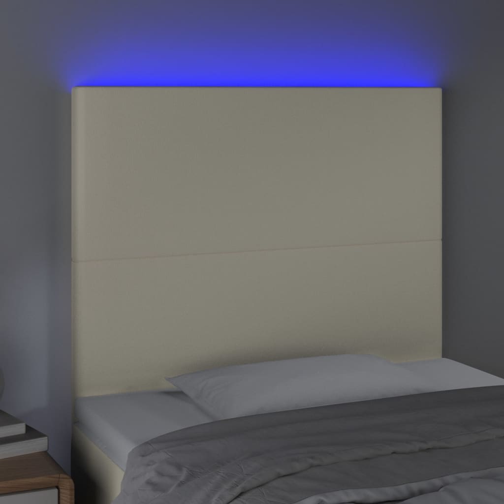 Κεφαλάρι Κρεβατιού LED Κρεμ 80x5x118/128 εκ - Pakobazaar