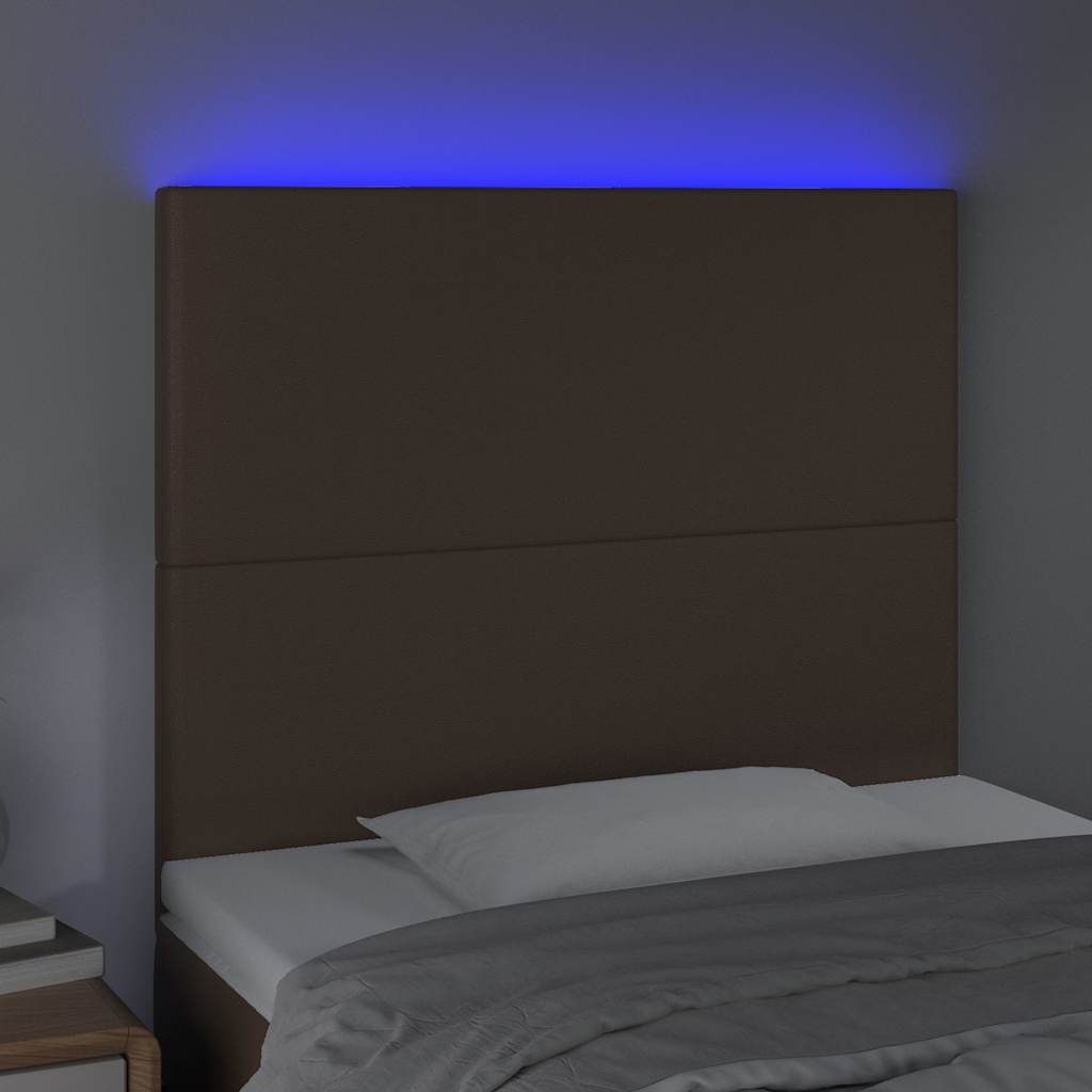 Κεφαλάρι Κρεβατιού LED Καφέ 90x5x118/128 εκ. Συνθετ. Δέρμα - Pakobazaar