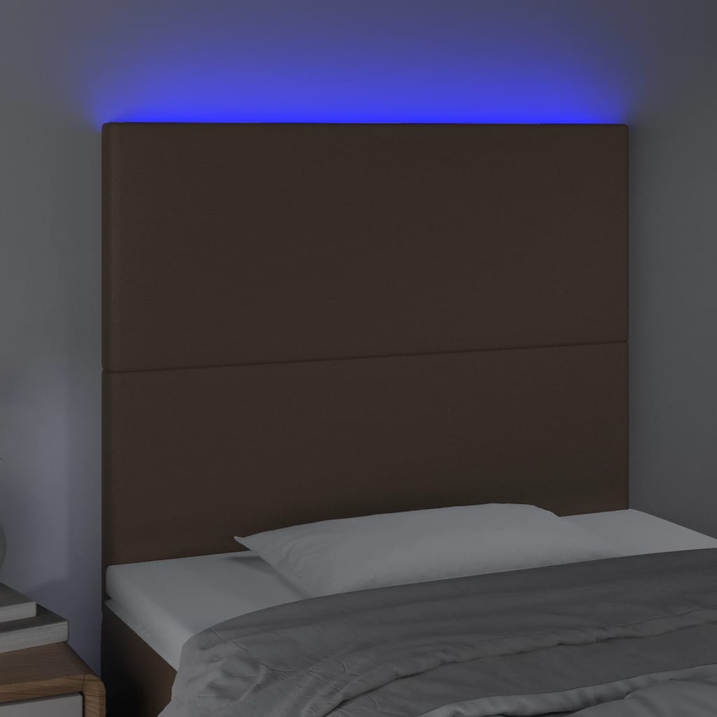 Κεφαλάρι Κρεβατιού LED Καφέ 100x5x118/128 εκ. Συνθετ. Δέρμα