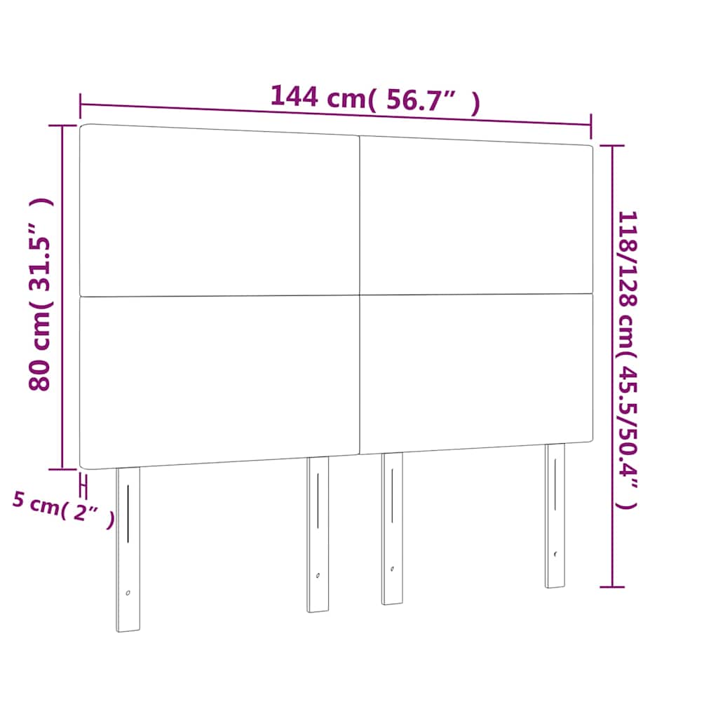 Κεφαλάρι Κρεβατιού LED Καφέ 144x5x118/128 εκ. Συνθετ. Δέρμα