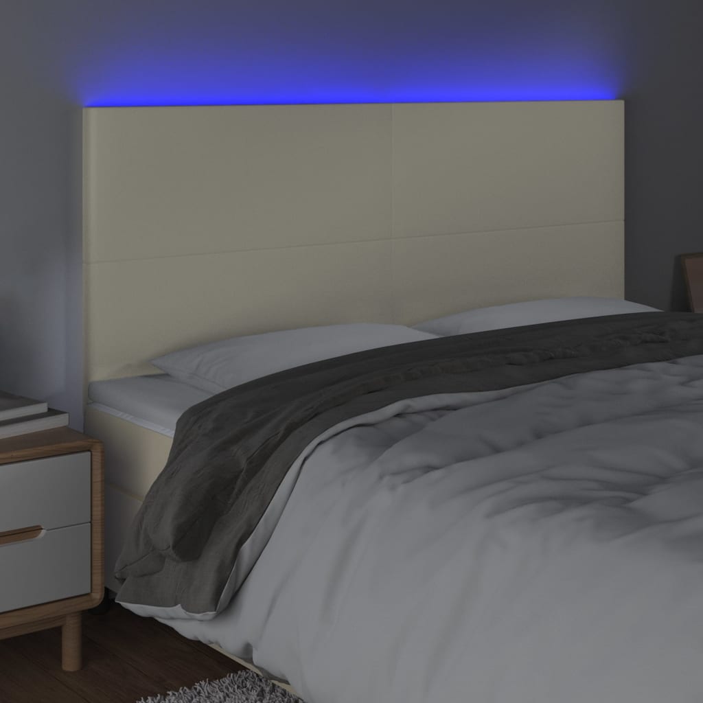 Κεφαλάρι Κρεβατιού LED Κρεμ 160x5x118/128 εκ. Συνθετ. Δέρμα - Pakobazaar