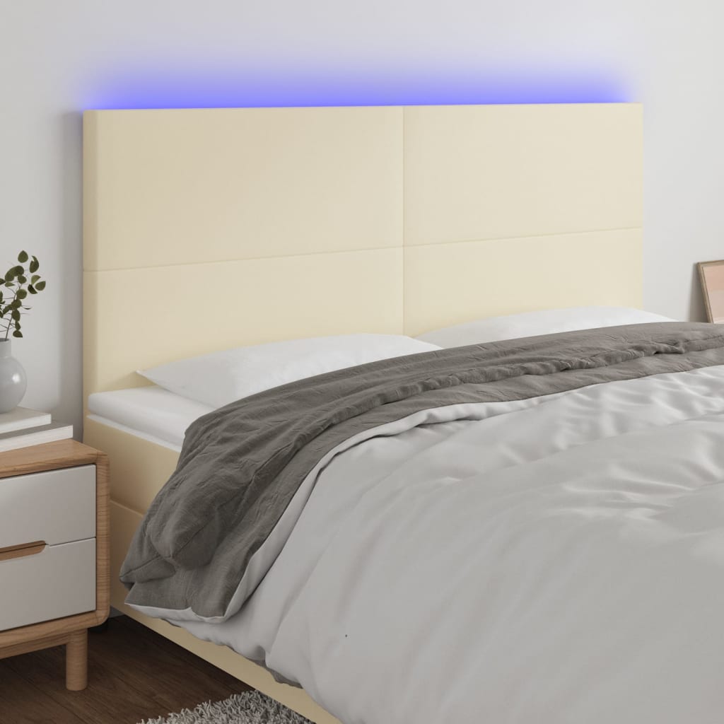Κεφαλάρι Κρεβατιού LED Κρεμ 160x5x118/128 εκ. Συνθετ. Δέρμα - Pakobazaar