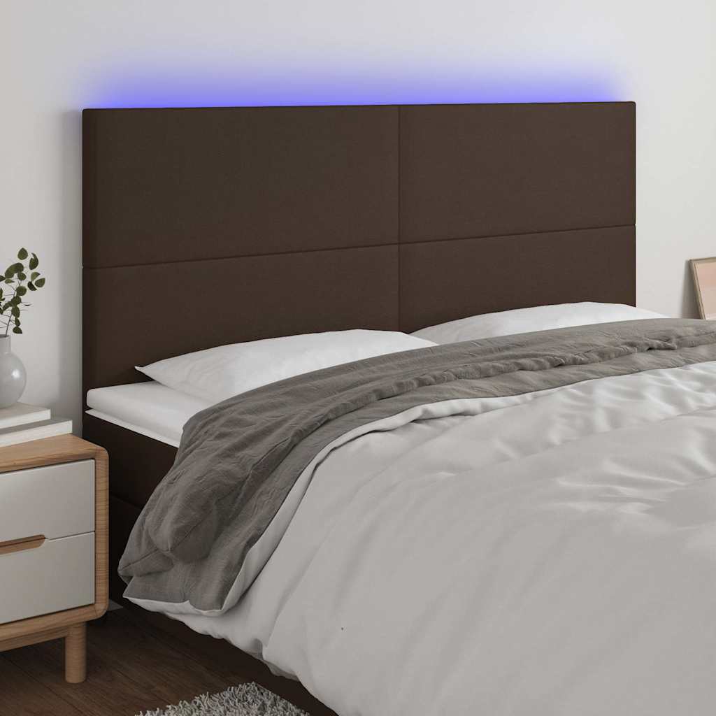 Κεφαλάρι Κρεβατιού LED Καφέ 160x5x118/128 εκ. Συνθετ. Δέρμα