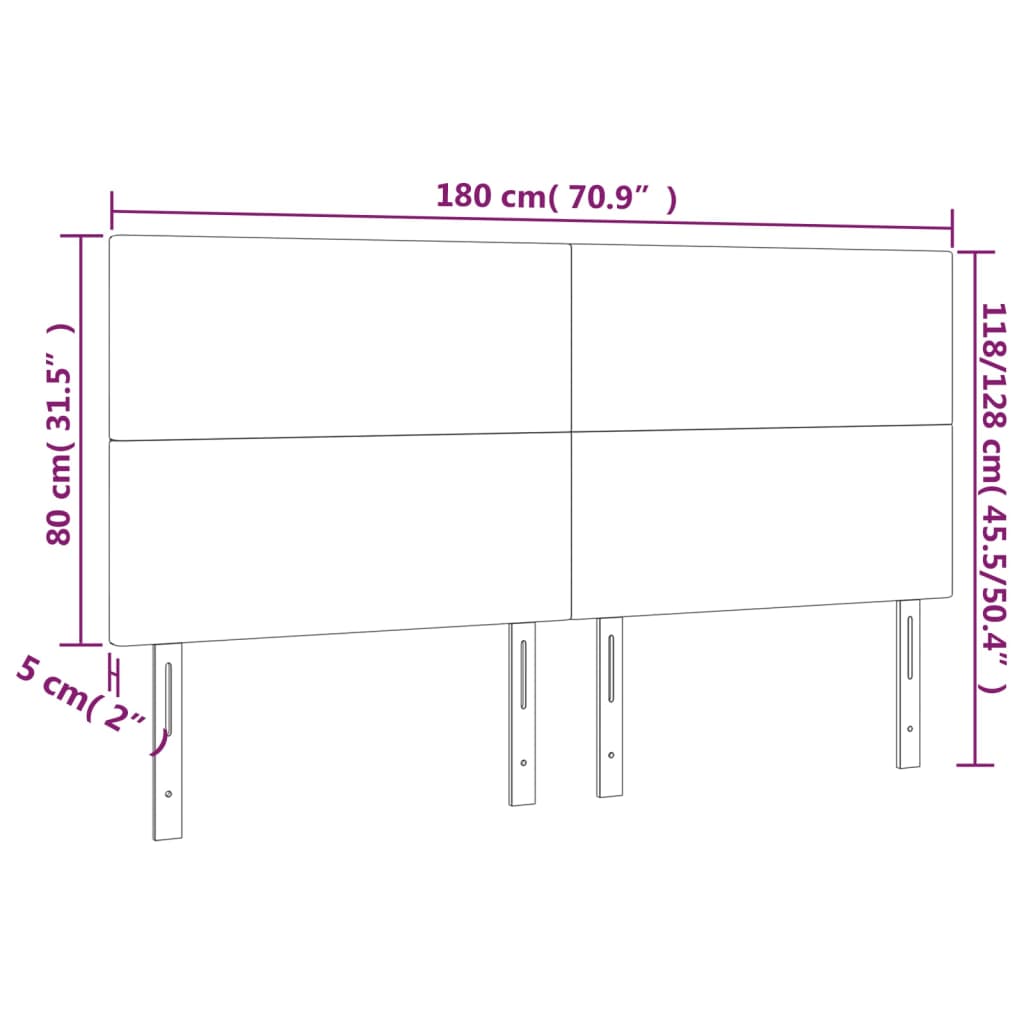 Κεφαλάρι Κρεβατιού LED Καφέ 180x5x118/128 εκ. Συνθετ. Δέρμα