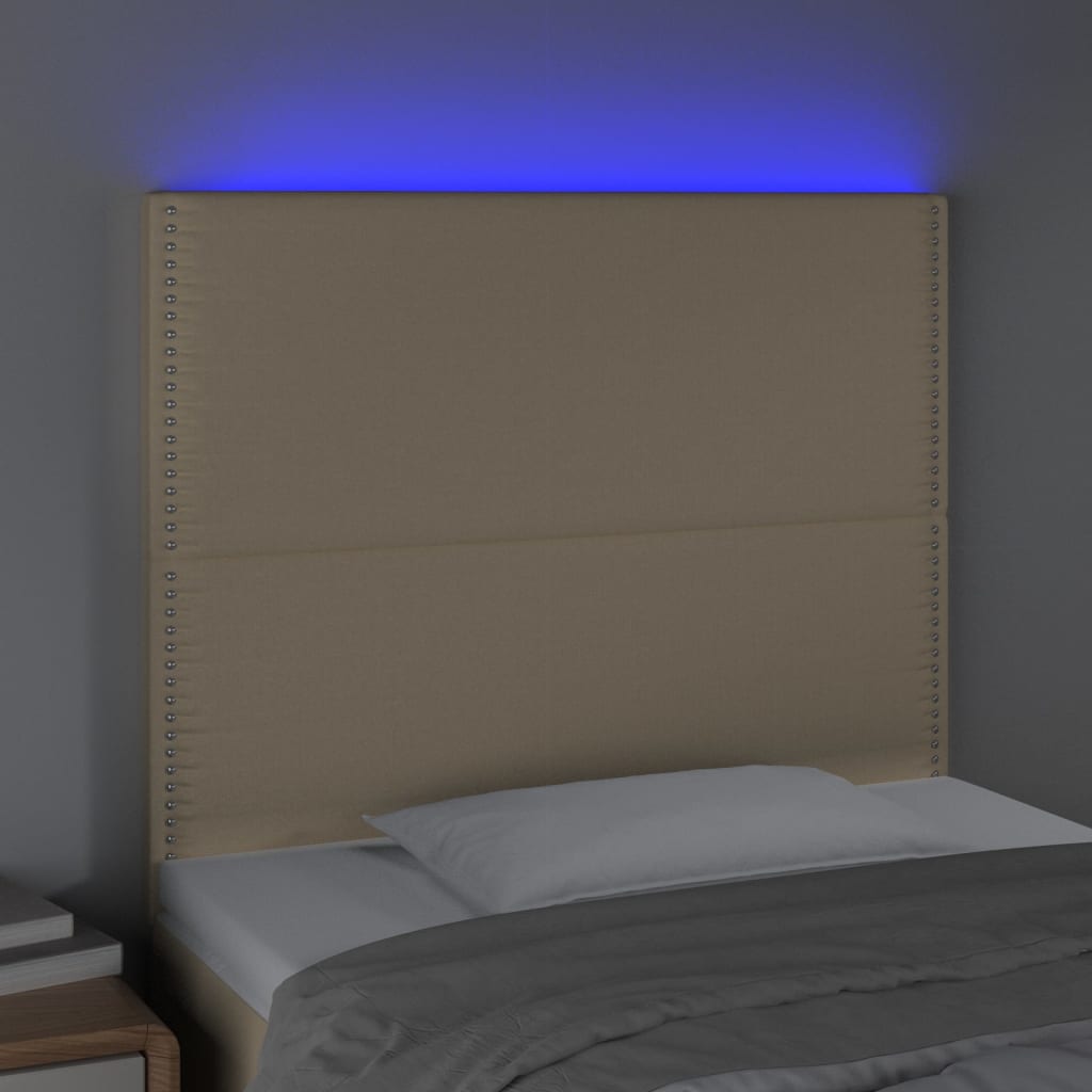 Κεφαλάρι Κρεβατιού LED Κρεμ 90x5x118/128εκ. Υφασμάτινο