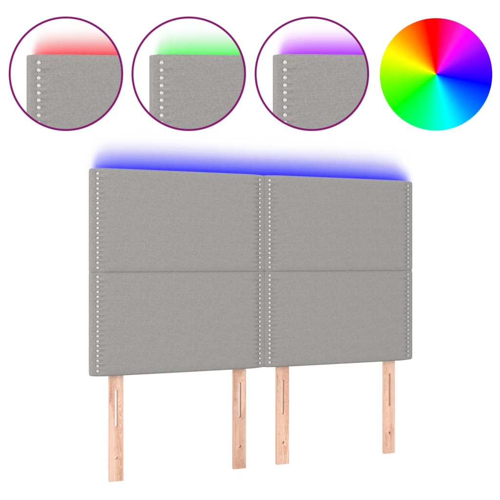 Κεφαλάρι Κρεβατιού LED Ανοιχτό Γκρι 144x5x118/128 εκ. - Pakobazaar