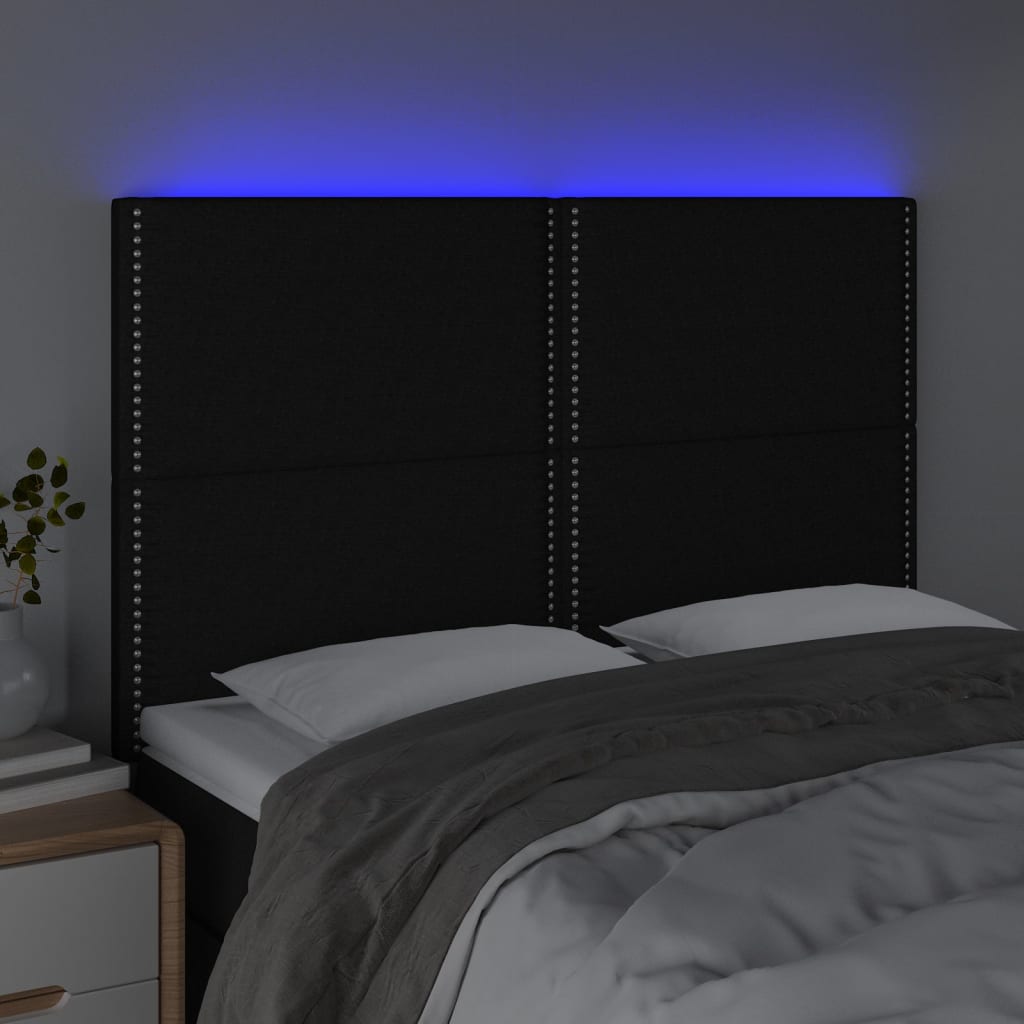 Κεφαλάρι Κρεβατιού LED Μαύρο 144x5x118/128 εκ. Υφασμάτινο