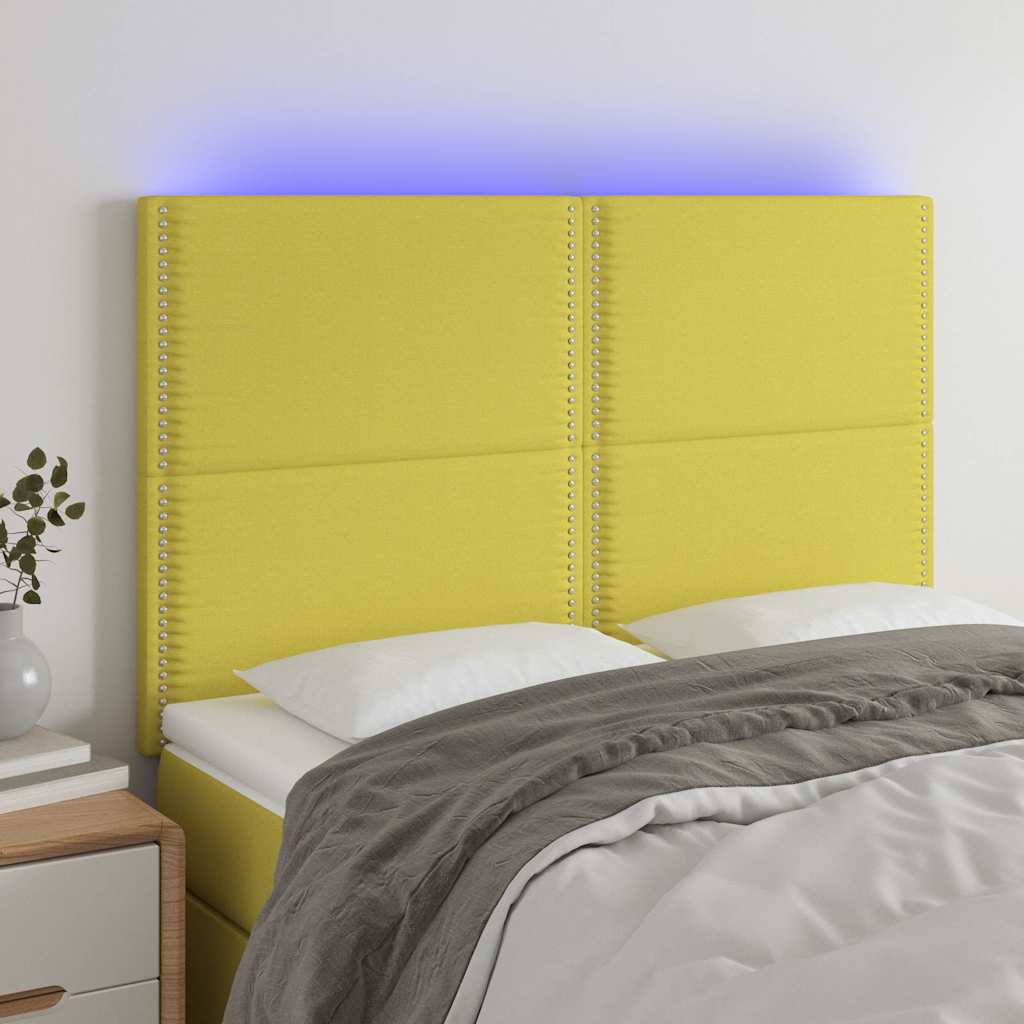Κεφαλάρι Κρεβατιού LED Πράσινο 144x5x118/128 εκ. Υφασμάτινο