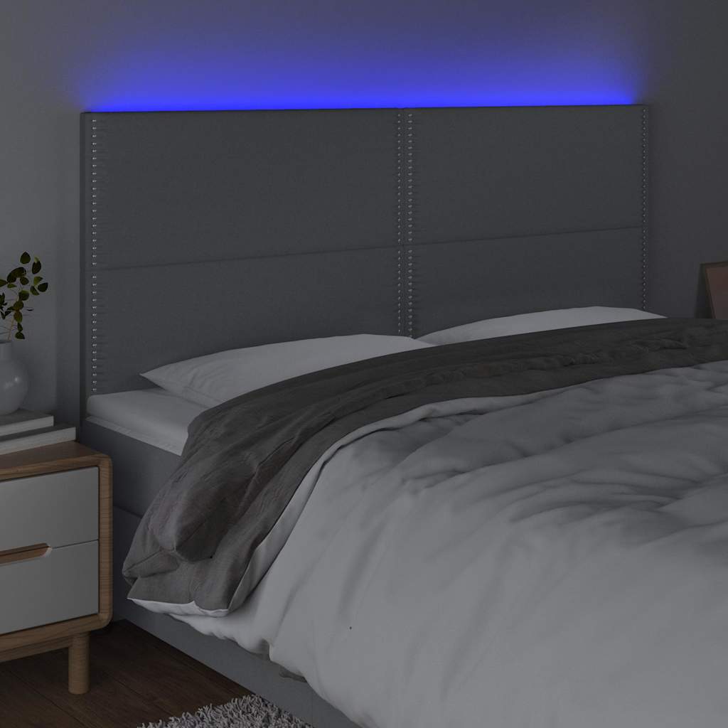 Κεφαλάρι Κρεβατιού LED Ανοιχτό Γκρι 160x5x118/128εκ. Υφασμάτινο