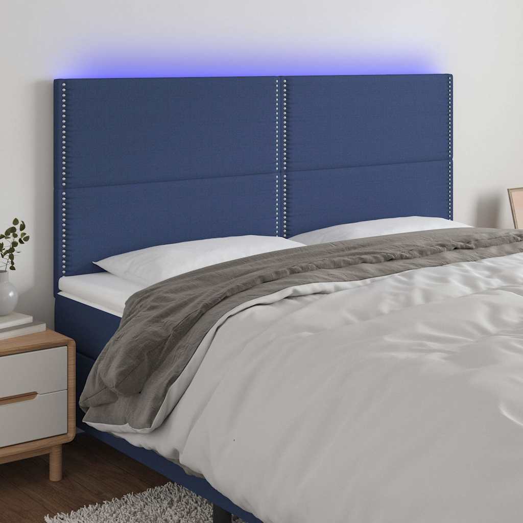Κεφαλάρι Κρεβατιού LED Μπλε 160x5x118/128 εκ. Υφασμάτινο - Pakobazaar